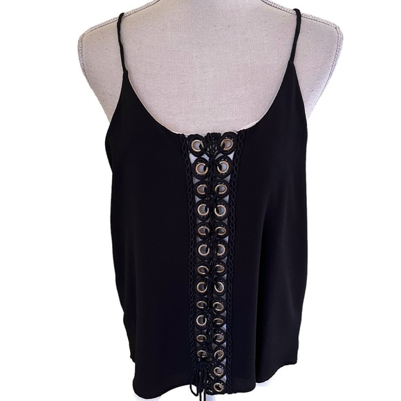 Ariella Black/White Rivet with Lacing Tank Top S - Picture 1 of 7
